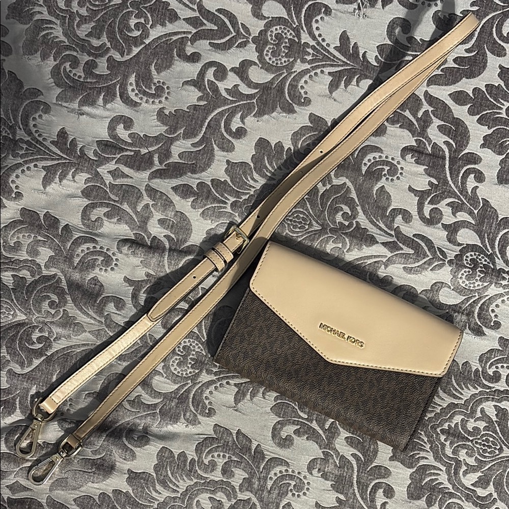 Michael Kors Tan and Brown Crossbody Bag